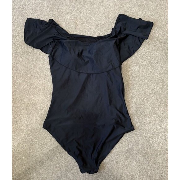 Womens XXL Black One Piece Bathing Swim Suit Ruffled Ruched Slimming Bra Cups - Picture 1 of 5